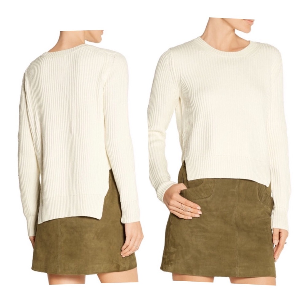 •Maje ‚Maia‘ ecru ribbed wool knit sweater•